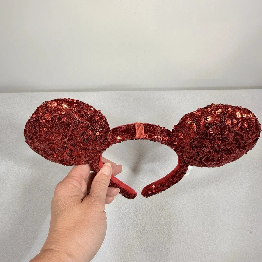 Disney Parks Red Sequin Minnie Ears Bow Loop One Size All Age Disneyland World
